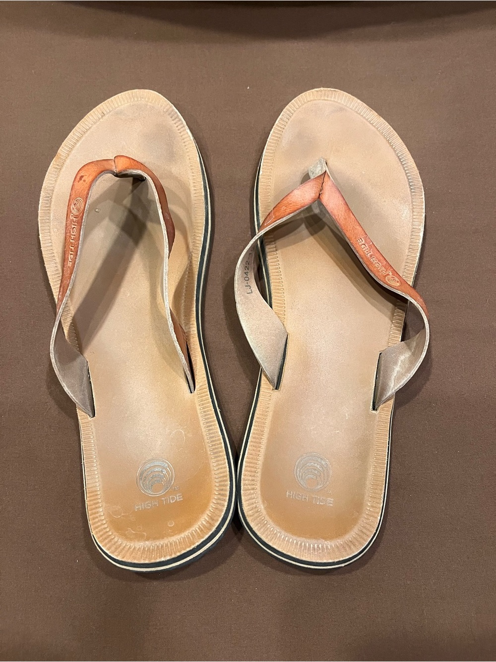 Casual Women’s Tan Flip Flop Sandals with Two-Tone Straps